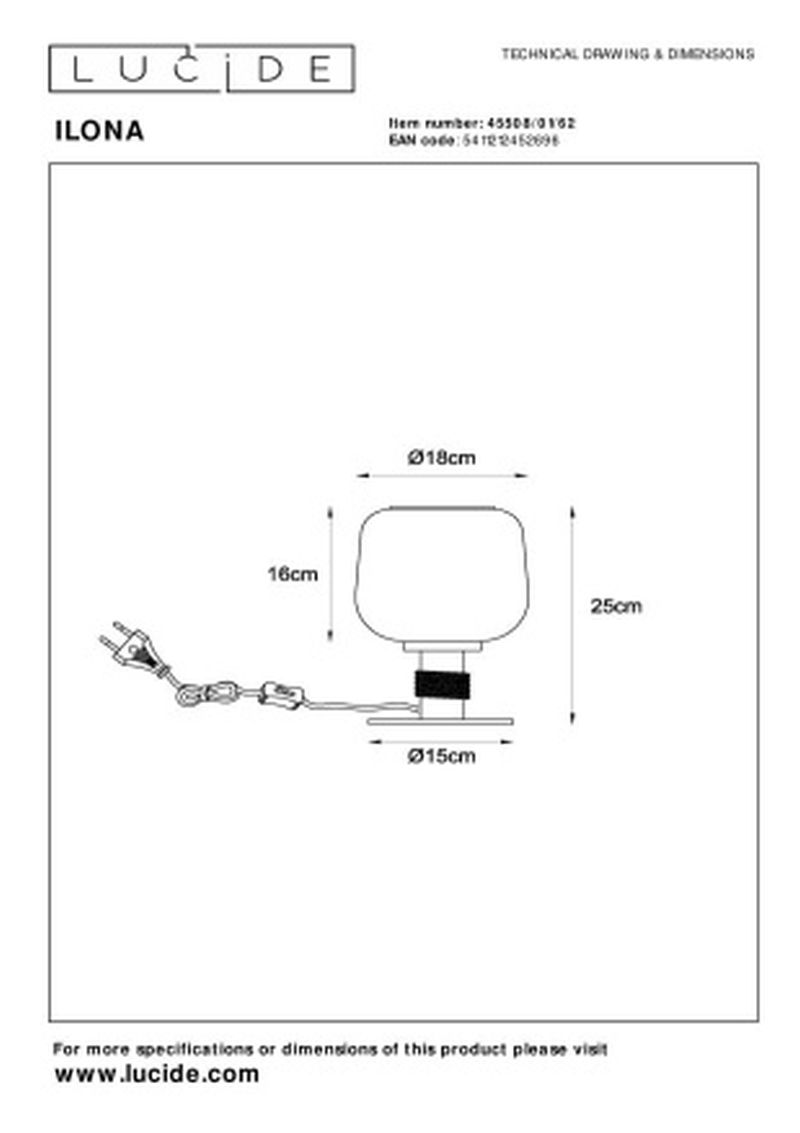 Lucide ILONA - Stolná lampa - Ø 18 cm - 1xE27 - Jantárová